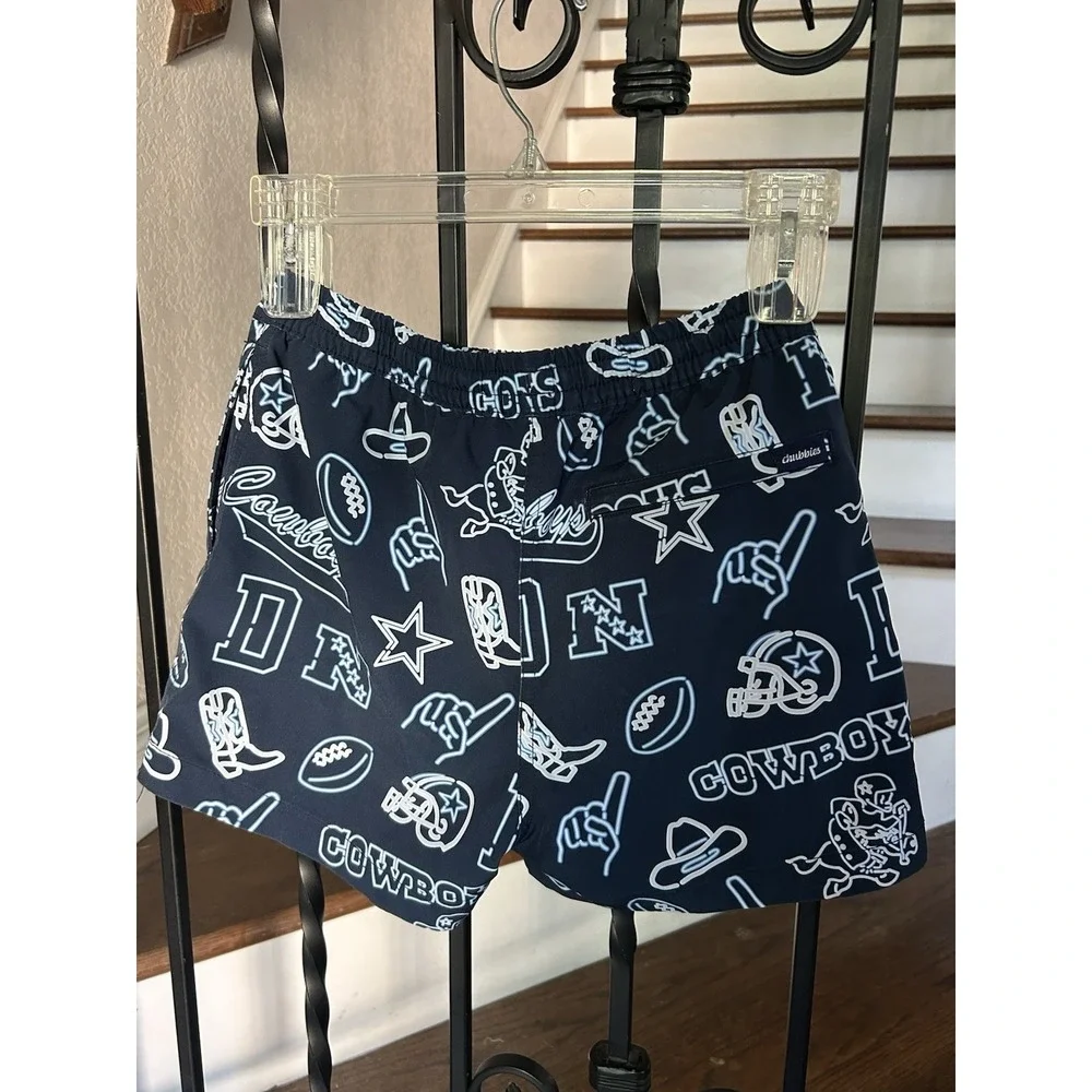 Y Boy's Medium 10-12 Chubbies Dallas Cowboys Swim Trunks Swimsuit  Neon Cowboys